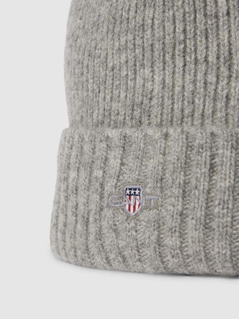 Beanie in Strick-Optik in mittelgrau meliert