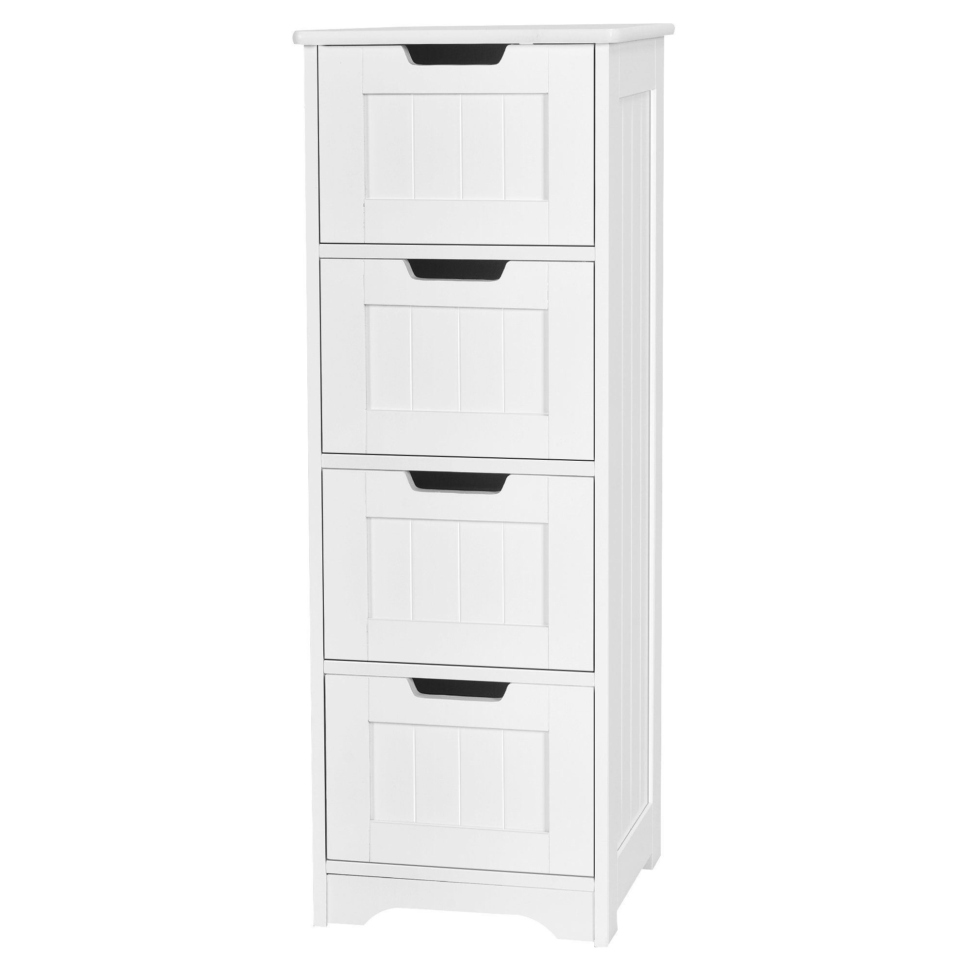 COSTWAY Badkommode, Badezimmerschrank mit 4 Schubladen, 30 x 30 x 83 cm, Weiß