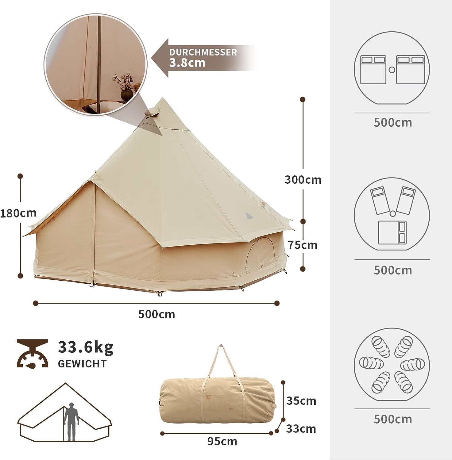KingCamp 5M Khan Glamping Bell Zelt