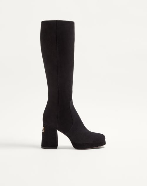 Bota plataforma Fawcette de 90 mm em couro dividido