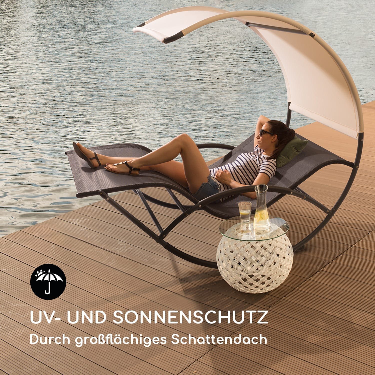 blumfeldt Gartenliege The Big Easy Schwingliege, Schwingeffekt, ergonomisch geformte Gartenliege, robuste Konstruktion