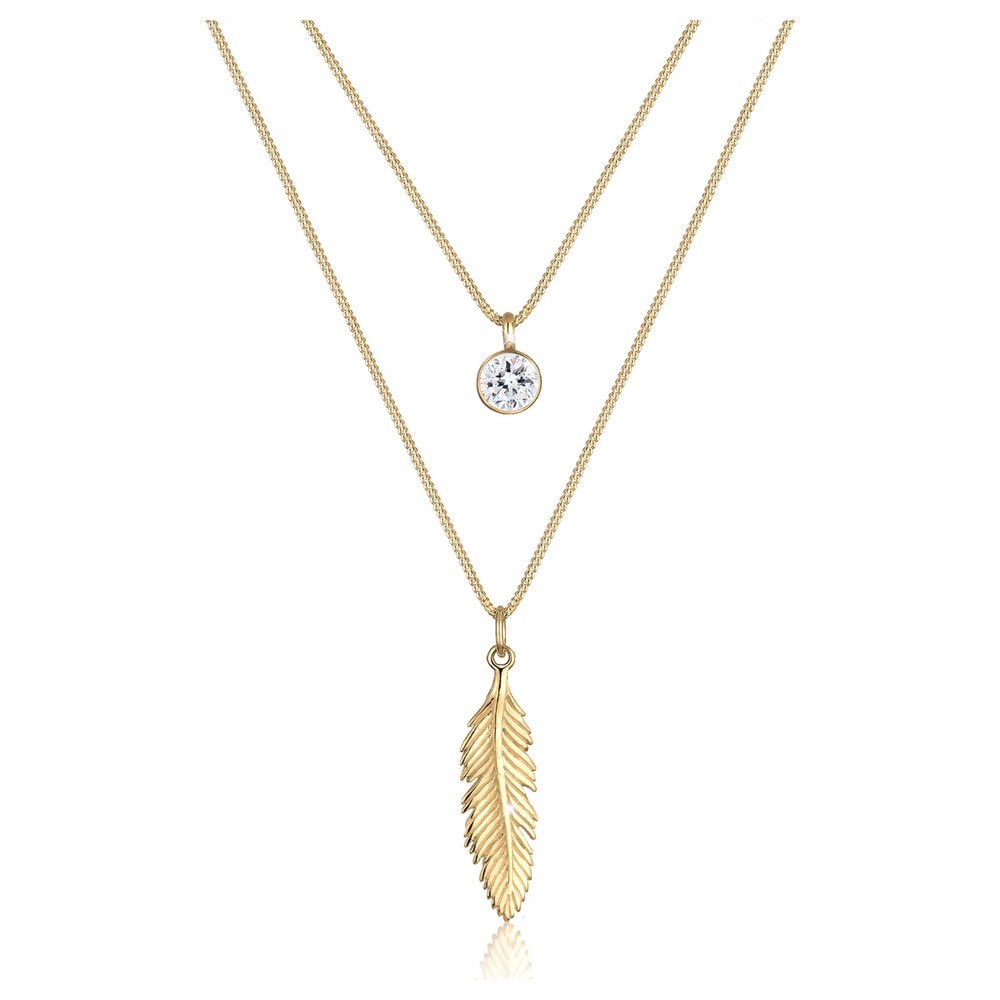Elli Elli by Julie & Grace Collier Femme Plume Boho Festival avec Cristal en Argent St collier