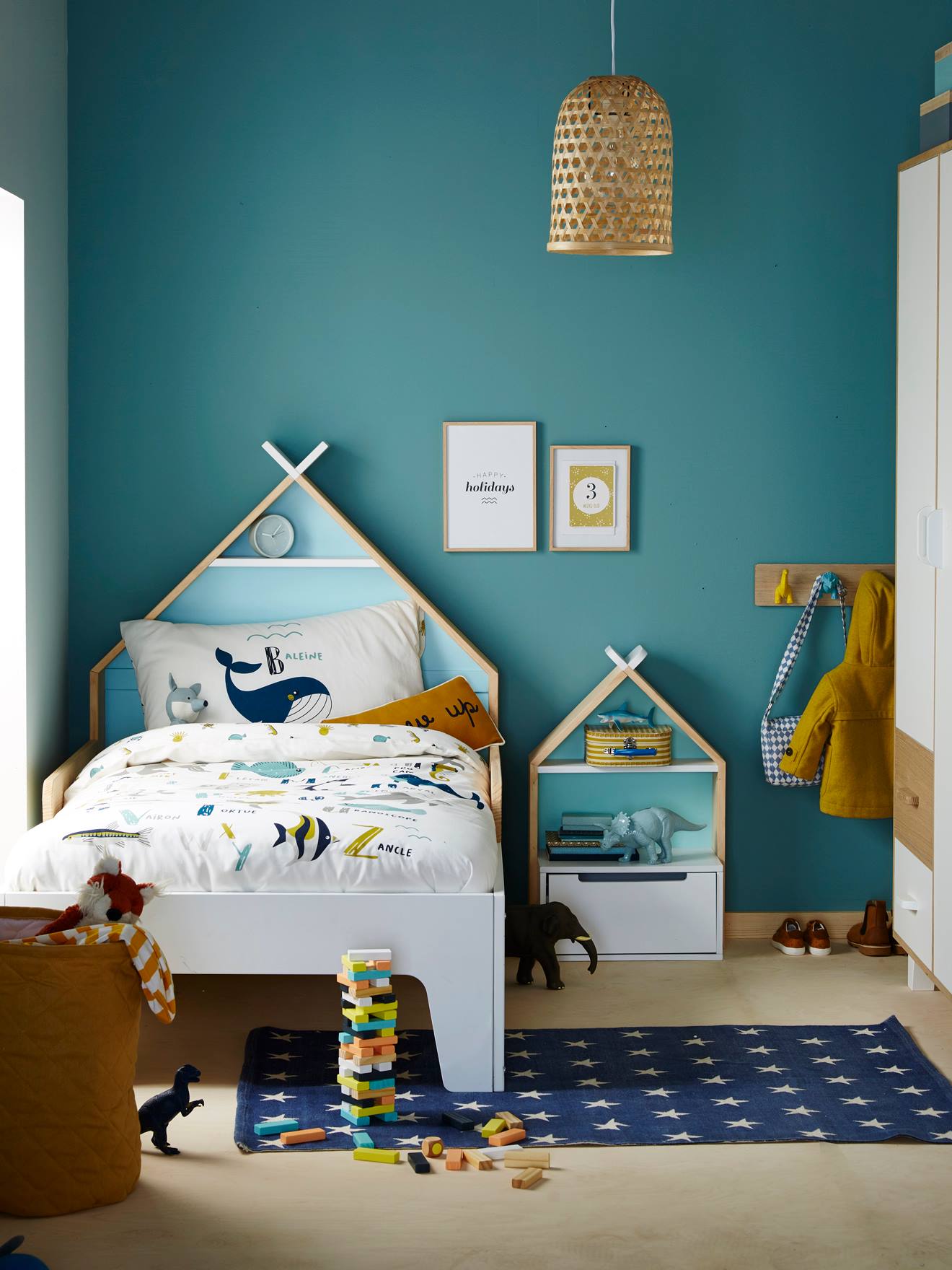 Vertbaudet Mitwachsendes Kinderbett TIPILI, Hausbett - grün/gelb