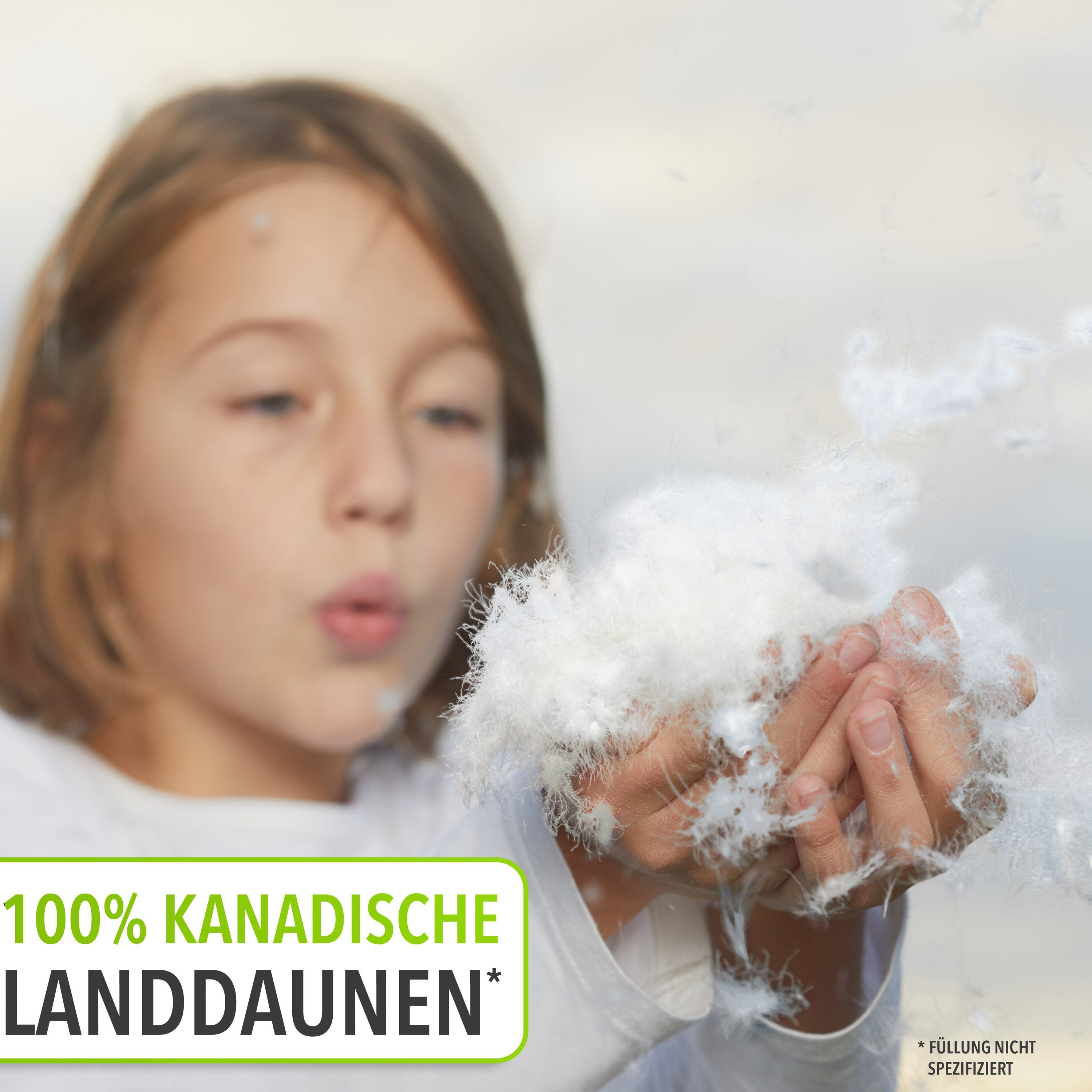 Federkopfkissen Kopfkissen Kinder 40x60, Koru Kids, Füllung: 100% kanadische Daunen, Bezug: 100% Baumwolle, feuchtigkeitsregulierend, waschbar bis 60°, trocknergeeignet