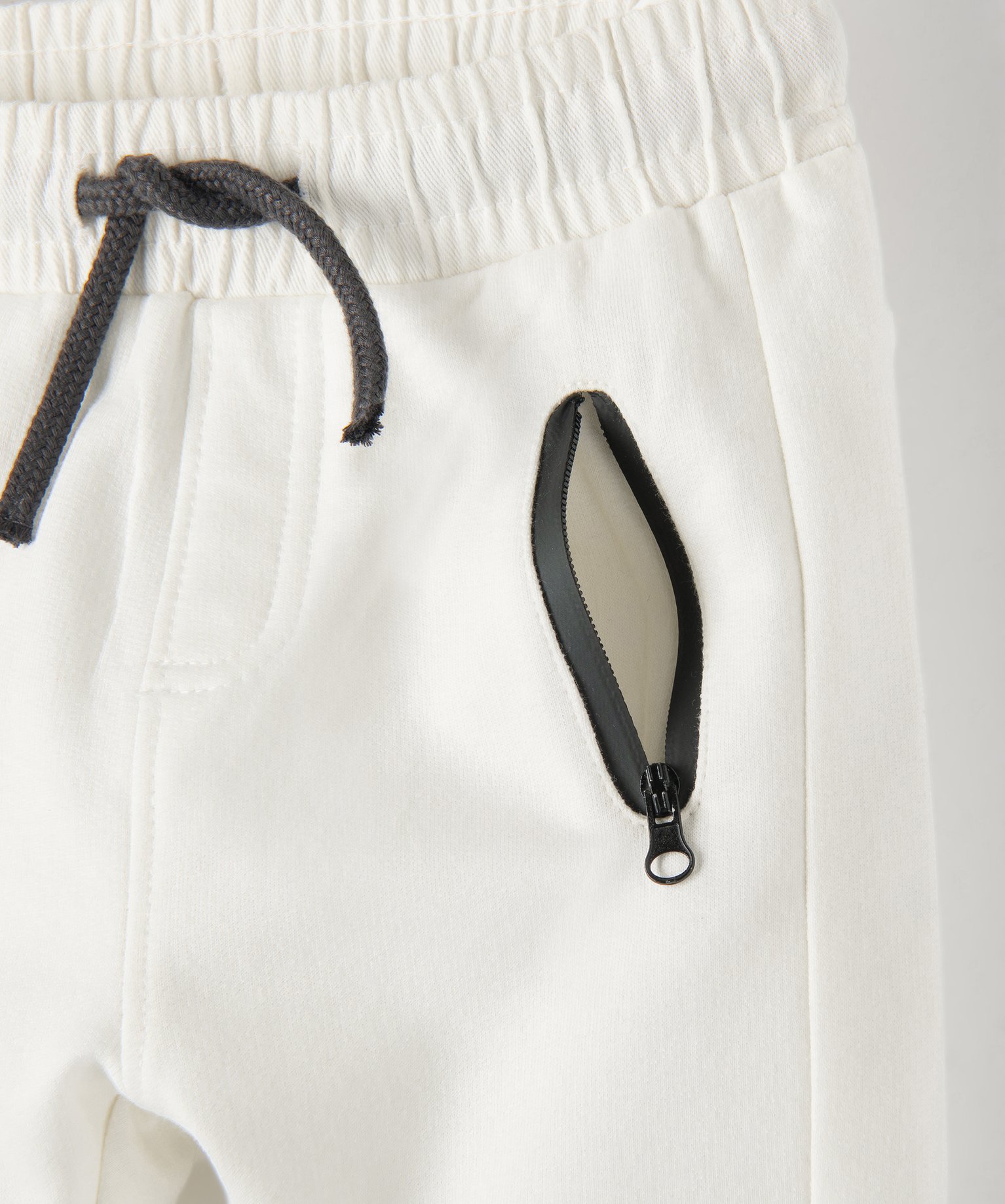 Pantalon bébé Garçon en molleton doux avec poches zippées ecru | GEMO