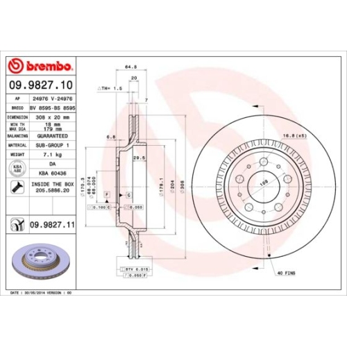 09.9827.11 BREMSSCHEIBE BREMBO HA  VP2 - ATU