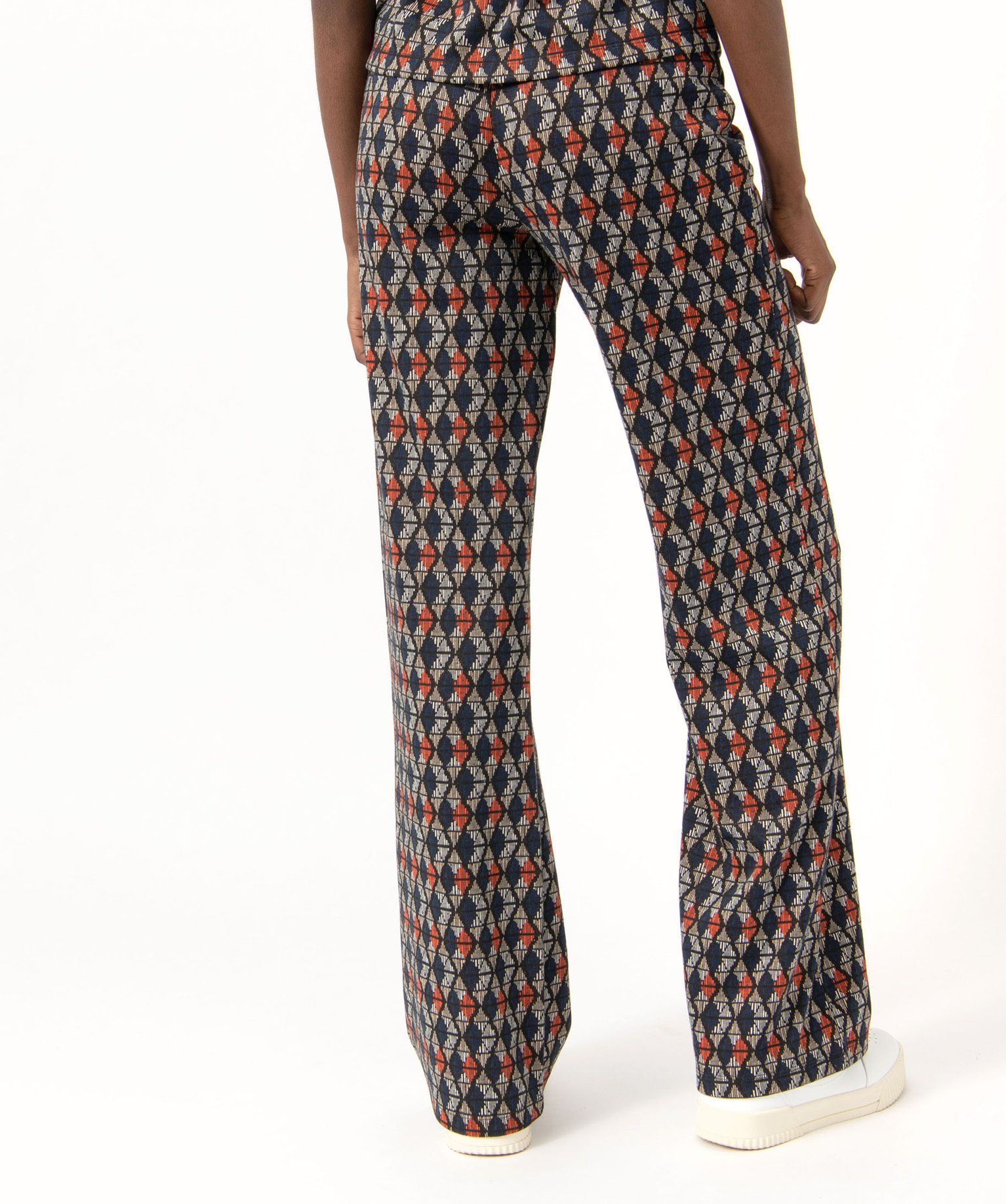 Pantalon large en maille à motifs graphiques femme imprime | GEMO