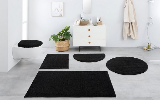 Badematte Vanessa my home, Höhe 10 mm, rutschhemmend beschichtet, fußbodenheizungsgeeignet, schnell trocknend, strapazierfähig, Polyester, rechteckig, Badteppich, weiche Haptik, unifarben