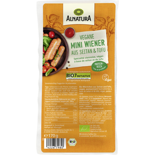 Bio Alnatura Mini Wiener vegan 170G