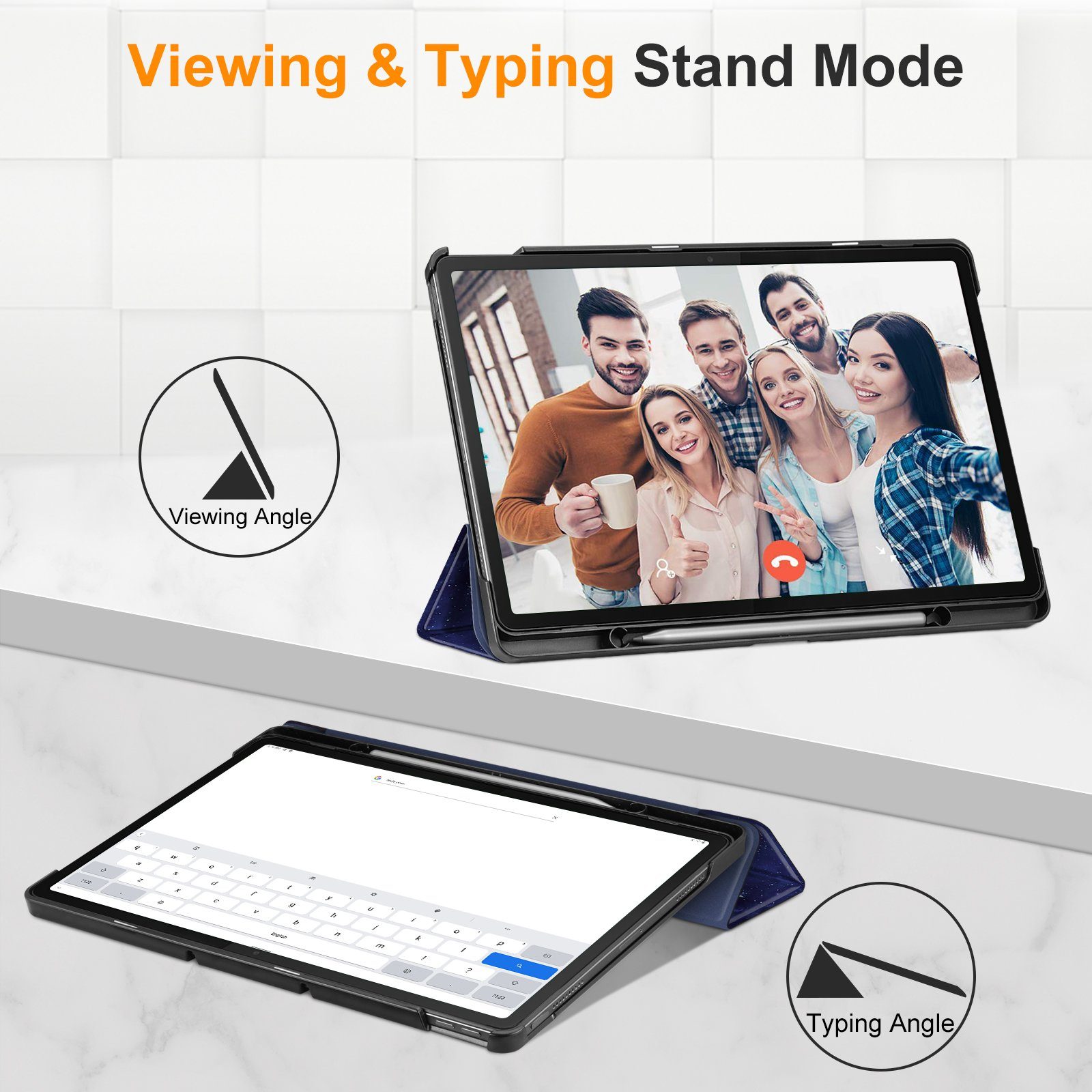 Fintie Tablet-Hülle für Lenovo Tab P12 12,7 Zoll TB370FU 2023, Case mit Auto Schlaf/Wach, Ultradünne Flip Cover mit Ständer Funktion und eingebautem Stifthalter