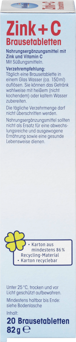 Zink + C Brausetabletten 20 St., 82 g
