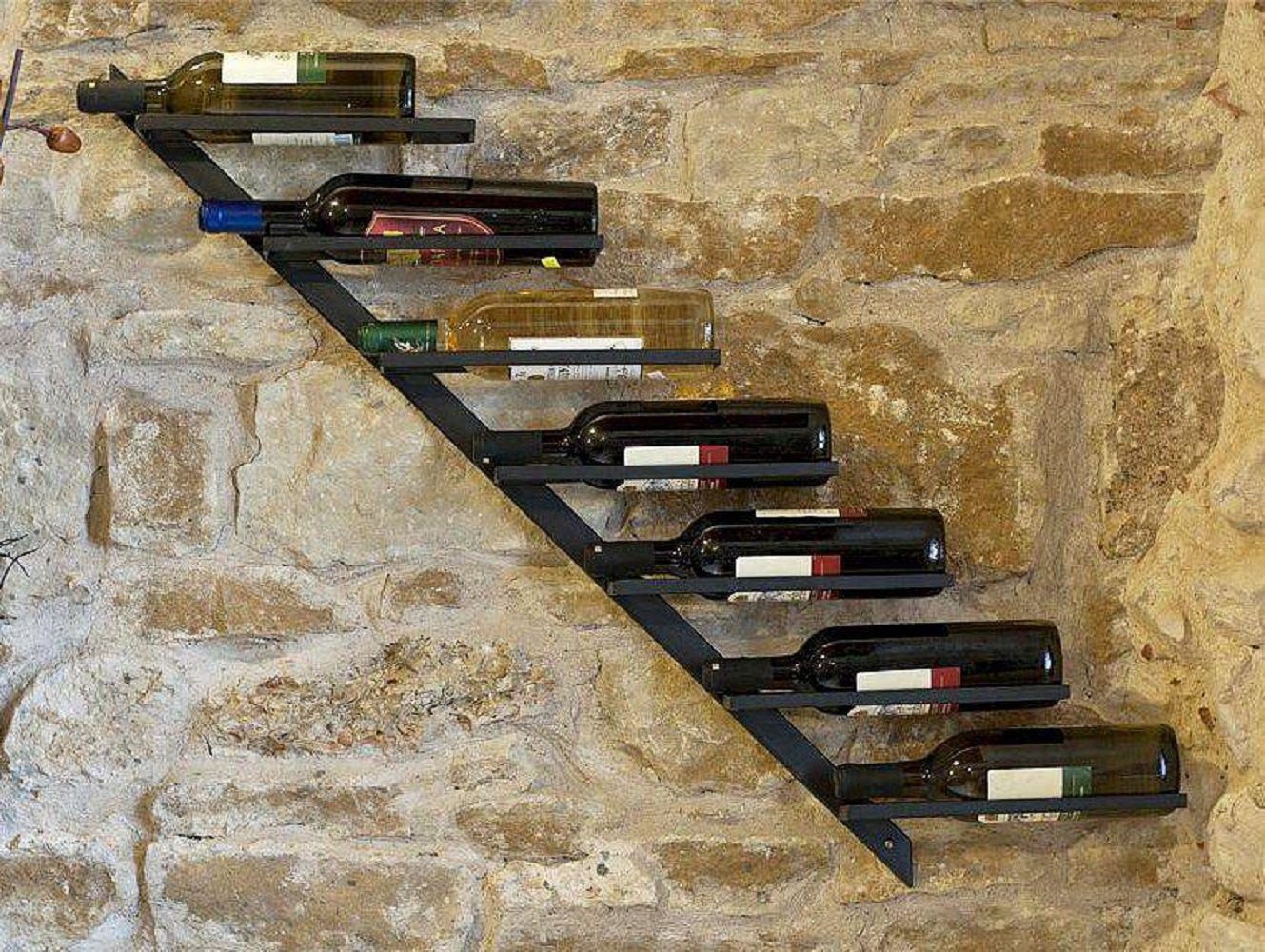 DanDiBo Weinregal DanDiBo Weinregal Metall Schwarz Diagon 100 cm Flaschenhalter Flaschenständer Wandregal