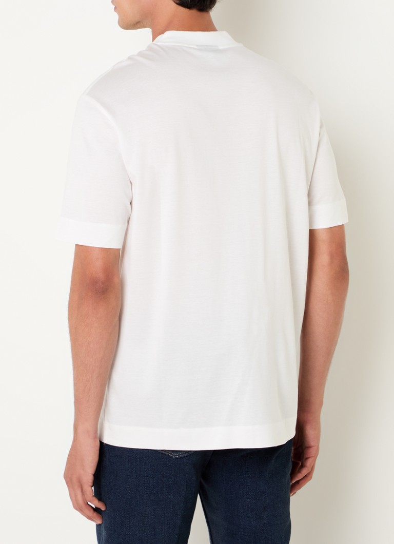 Tricou Emporio Armani din amestec de lyocell cu logo brodat