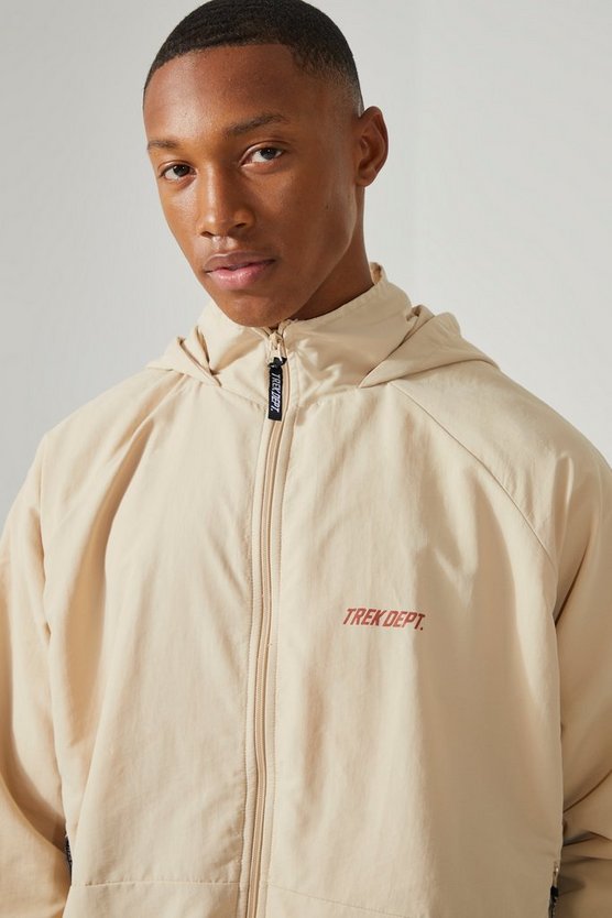 Active Oversize Nylon-Jacke in Knitteroptik