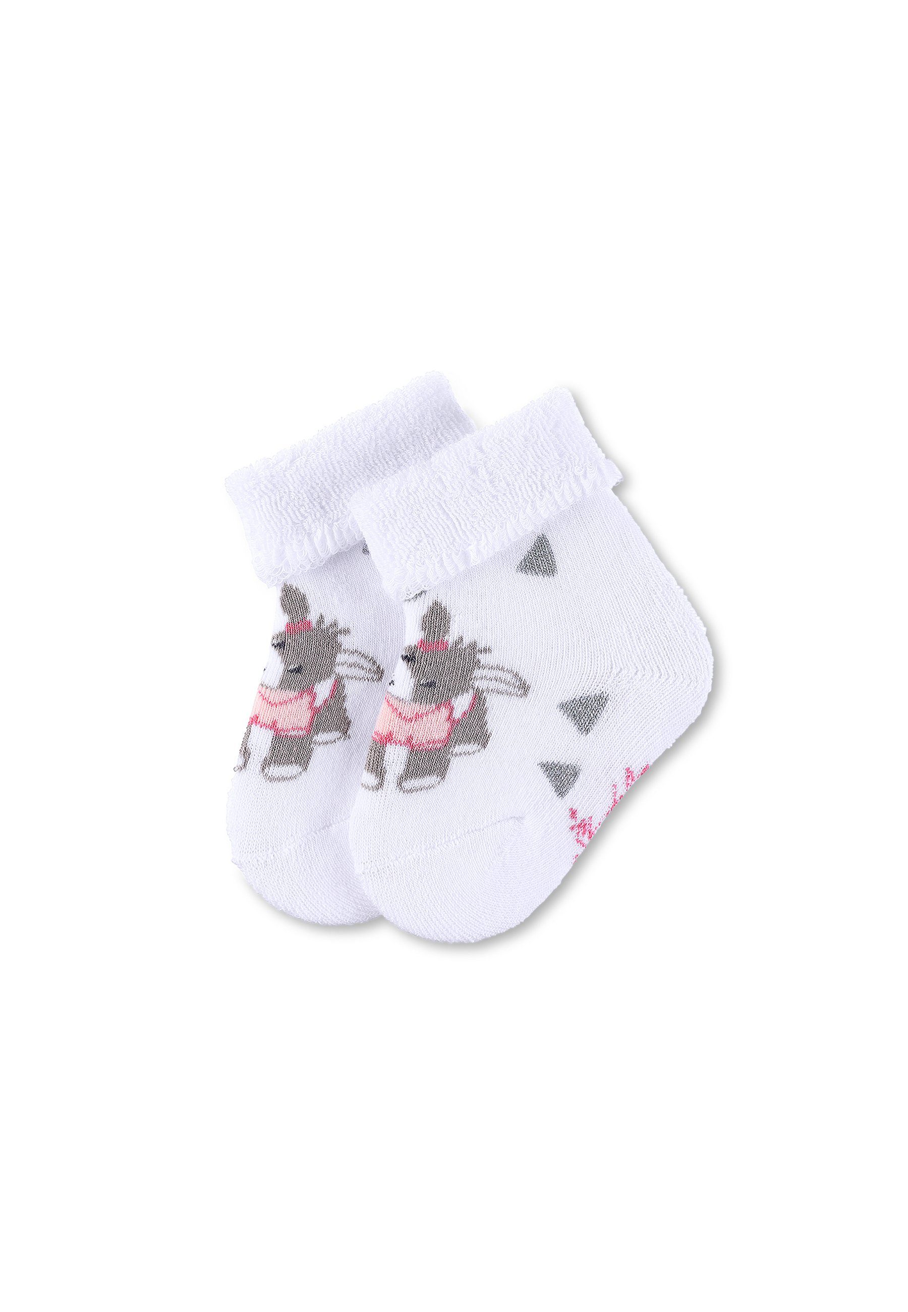 Sterntaler® Basicsocken Baby-Söckchen Emmi Girl Baby Söckchen - Baby Socken Esel Emmi Girl in Weiß - Niedliche Babysocken mit Umschlag, Vollplüsch und Motiv Esel - Baby Socken Kinder gemustert - Baby-Söckchen Sommer