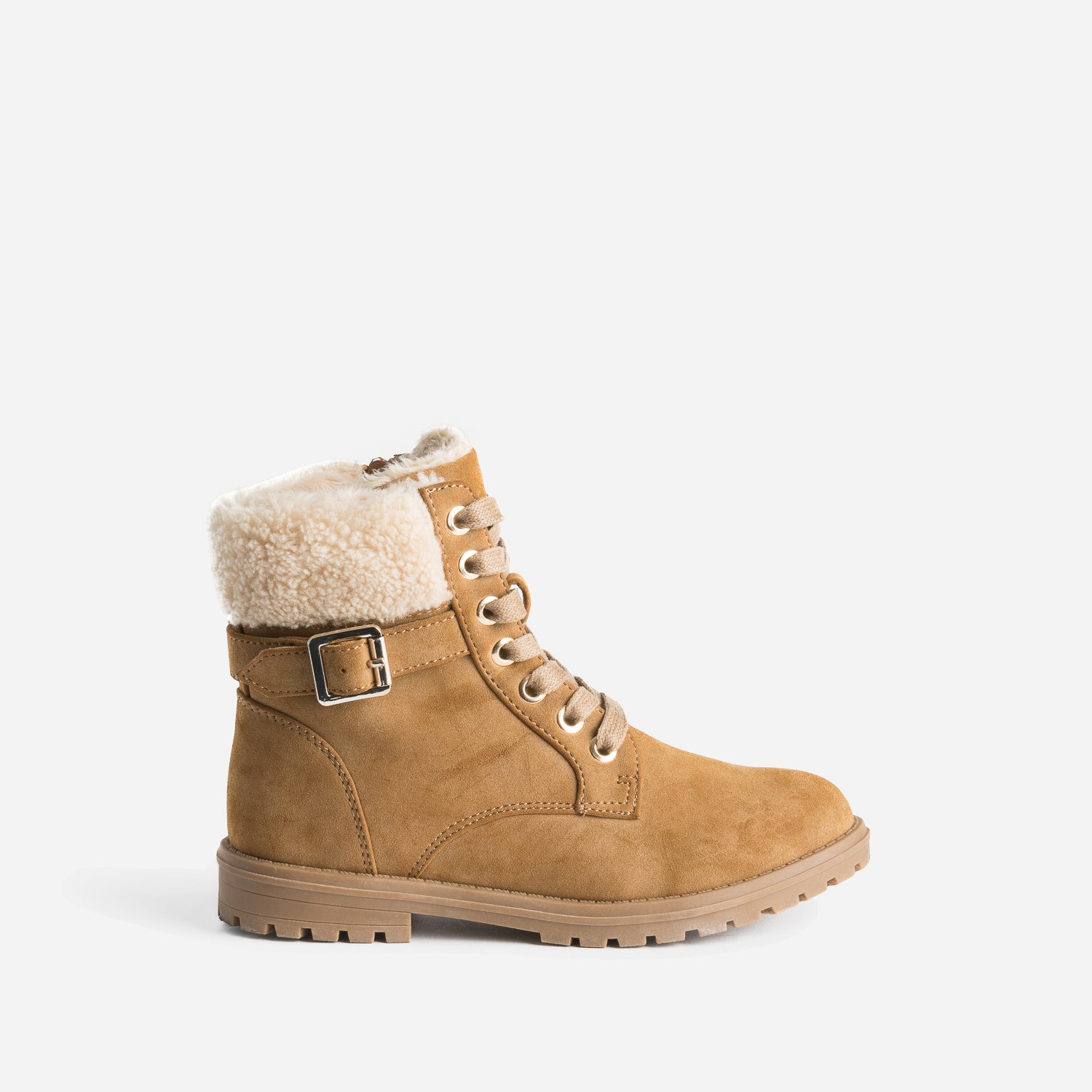 Boots à lacet camel suédé fourré