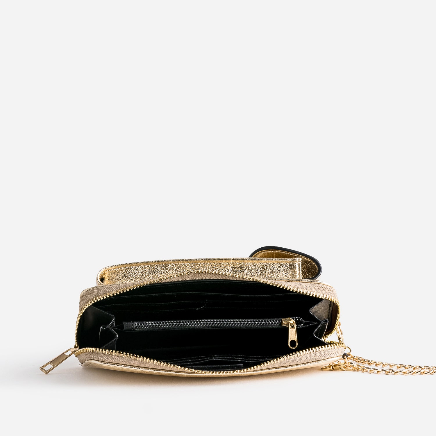 Portefeuille-sac à portable TEXTO doré métallisé