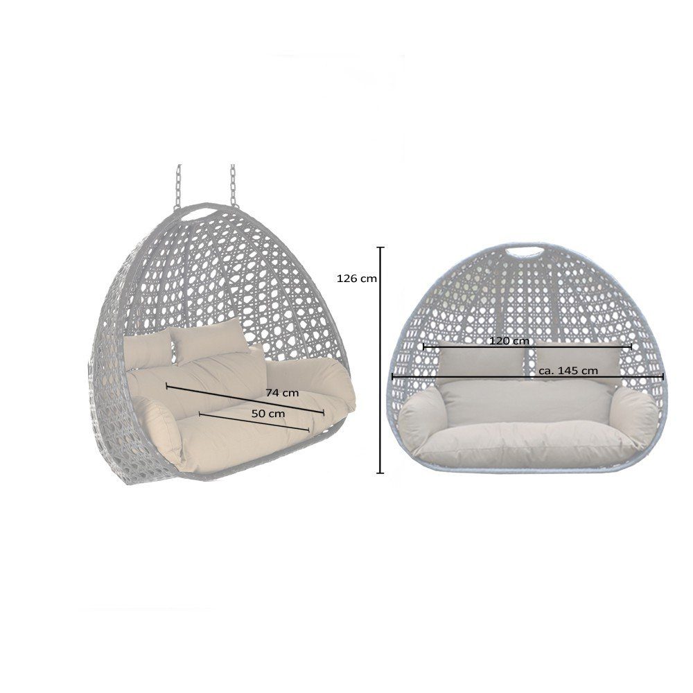 HOME DELUXE Hängesessel Polyrattan Hängesessel TWIN - Korb + Kissen (Set, 2-St., Korb und Kissen), gefederte Aufhängung