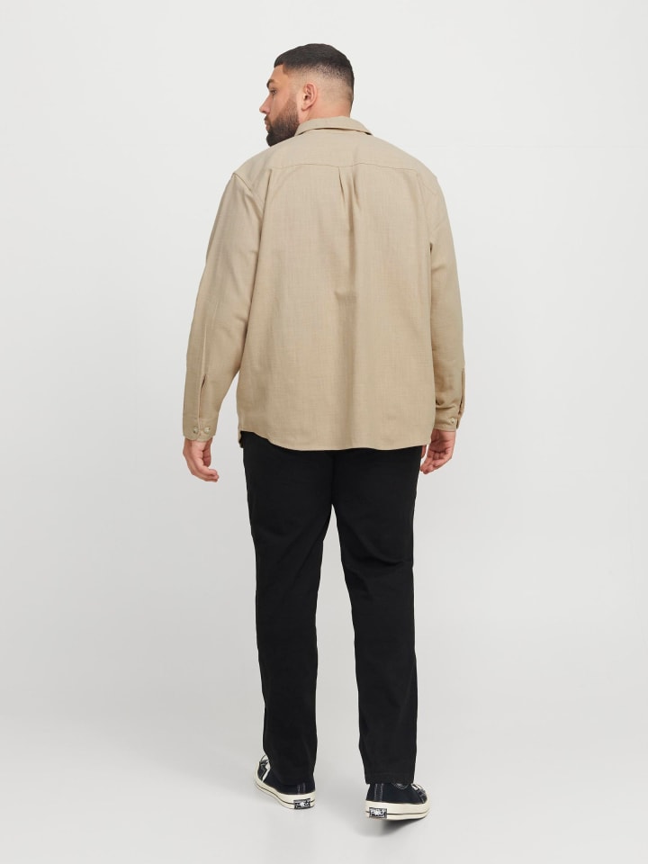 JACK & JONES PLUS Overshirt in White Pepper günstig kaufen