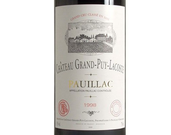 Château Grand-Puy-Lacoste Rouge 1998, Cinquième Cru Classé En 1855 Bordeaux Pauillac