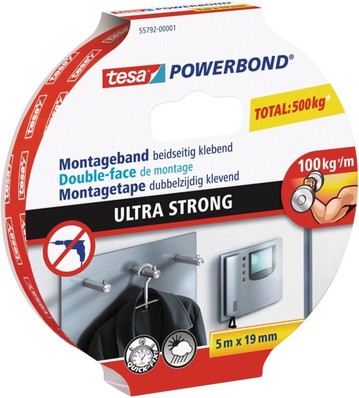 tesa Montageband Powerbond Glatt Weiß 130 (B) mm PU (Polyurethan) Schaumstoff 5 m