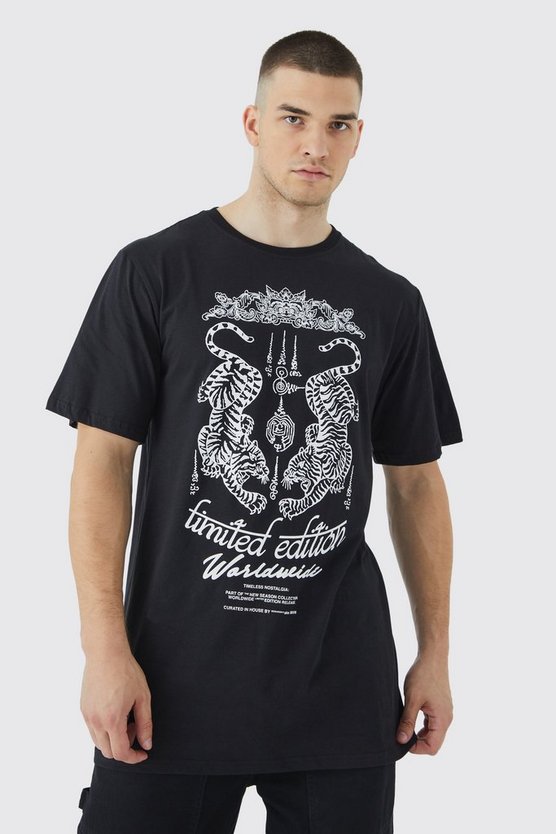 Tall Oversize T-Shirt mit Tiger-Print