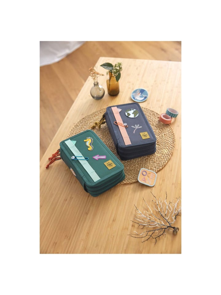 Lässig Triple Pencil Case - Mäppchen 21 cm befüllt (Dunkelgrün Ozean Edition) in Dark Blue Ocean Edition günstig kaufen onesize