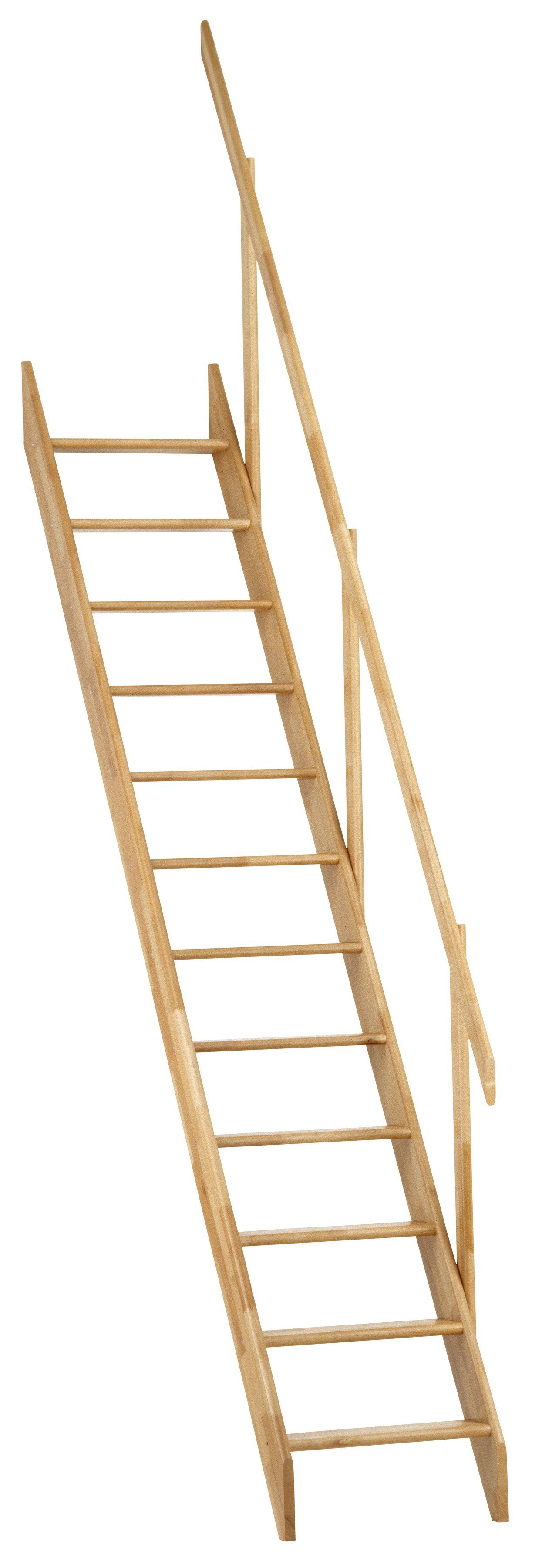Dolle Raumspartreppe Schwerin, für Geschosshöhen bis 283,5 cm, Stufen offen, Buche/Fichte