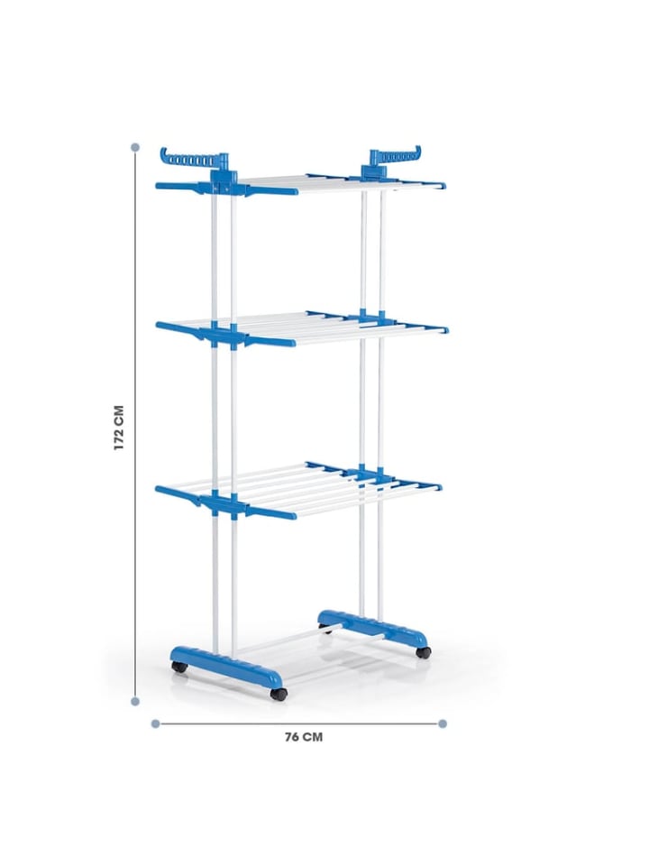 EASYmaxx EASYmaxx Wäscheständer 3 Etagen mit Rollen - 63x76x173 cm - weiß/blau günstig kaufen onesize