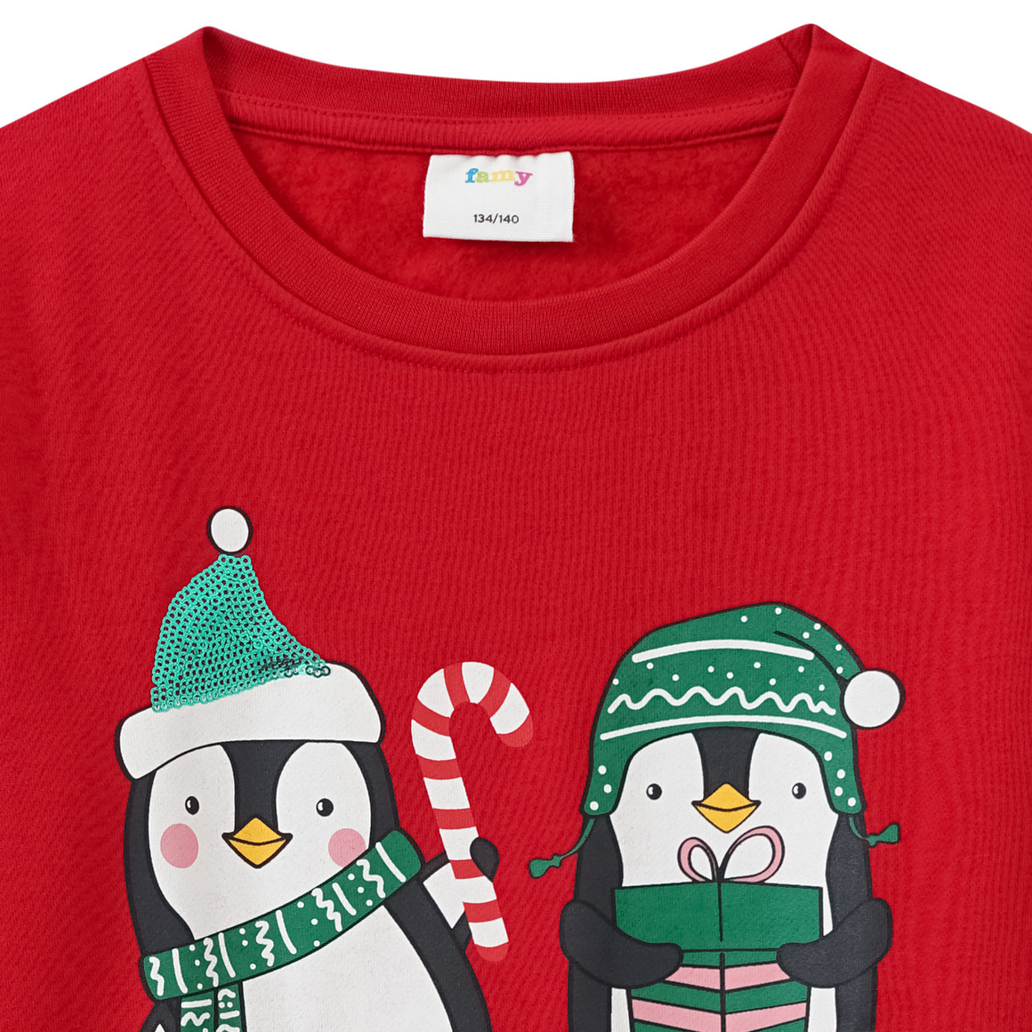 Mädchen Weihnachtssweatshirt mit Applikation rot