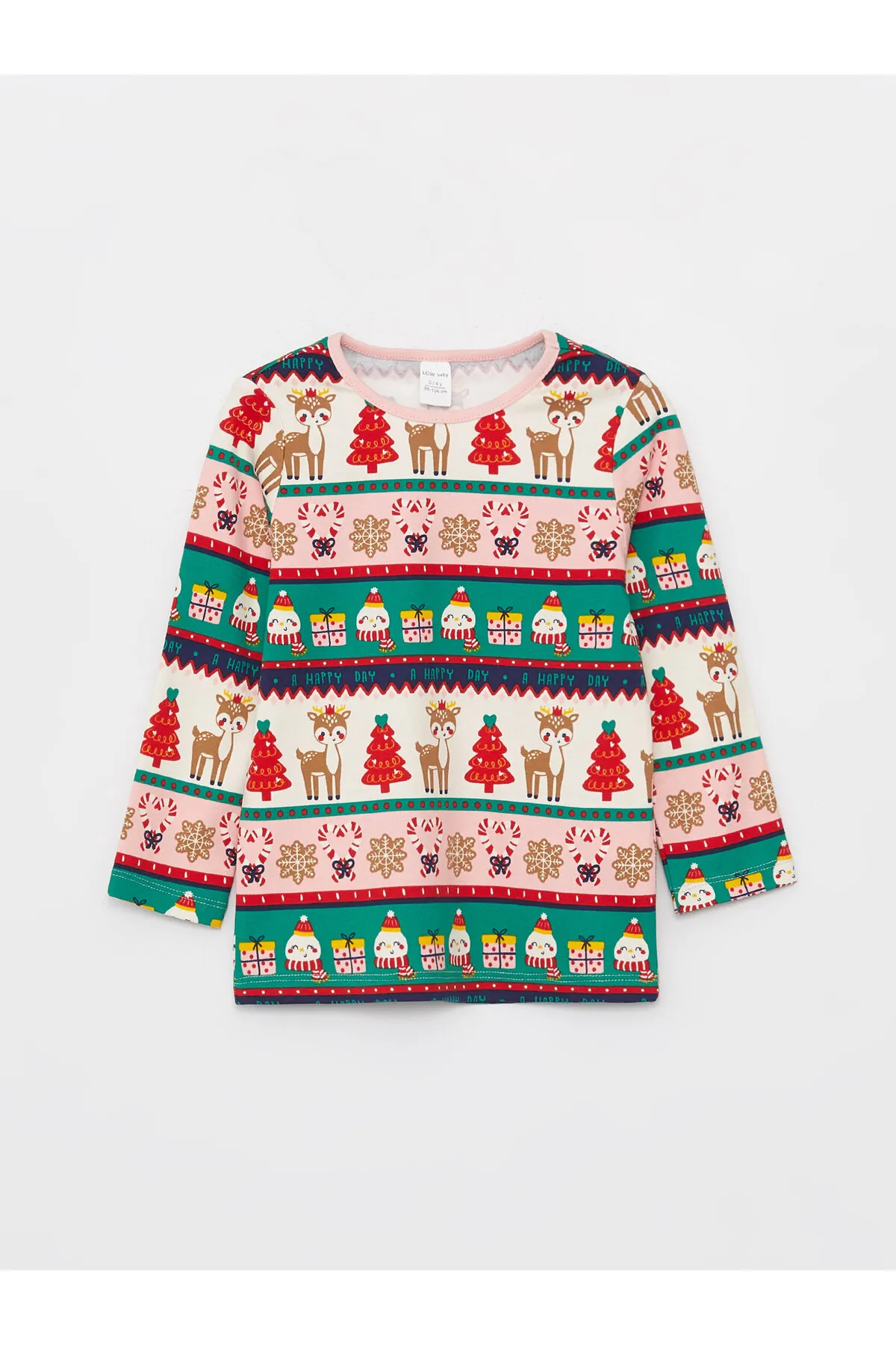 LC Waikiki  Langarm-Pyjama-Set für Babys mit Rundhalsausschnitt und Neujahrsmotiv