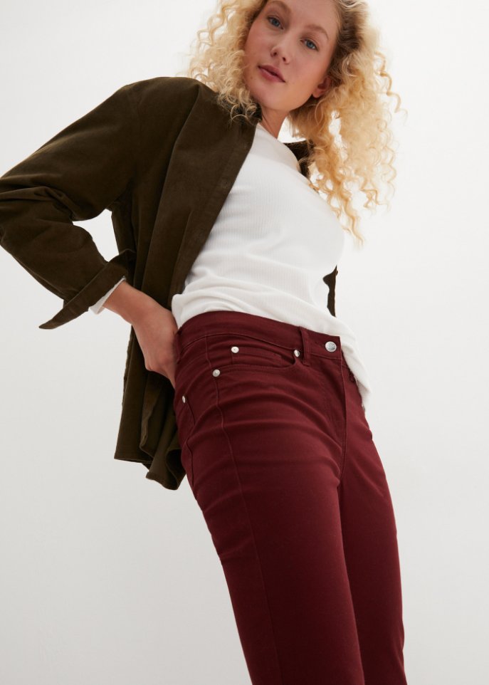 Twill-Hose mit Stretch und Bequembund, Slim Fit