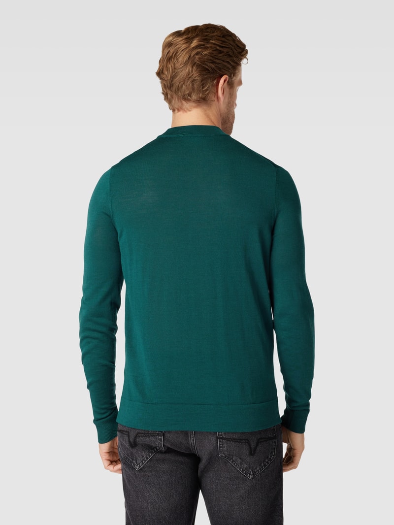 Strickpullover mit Stehkragen Modell 'Marek' in olivgrün