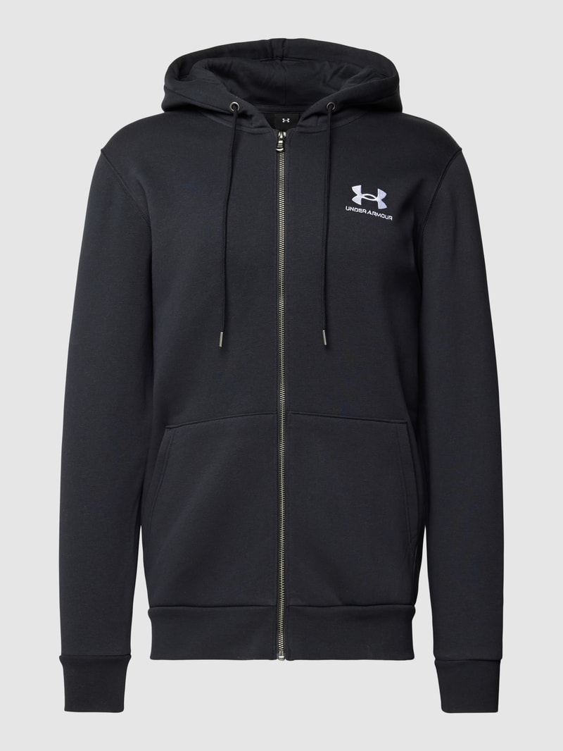 Sweatjacke mit Label-Print in schwarz