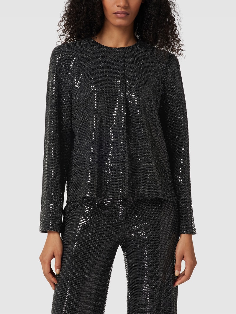 Bluse mit Allover-Paillettenbesatz in schwarz