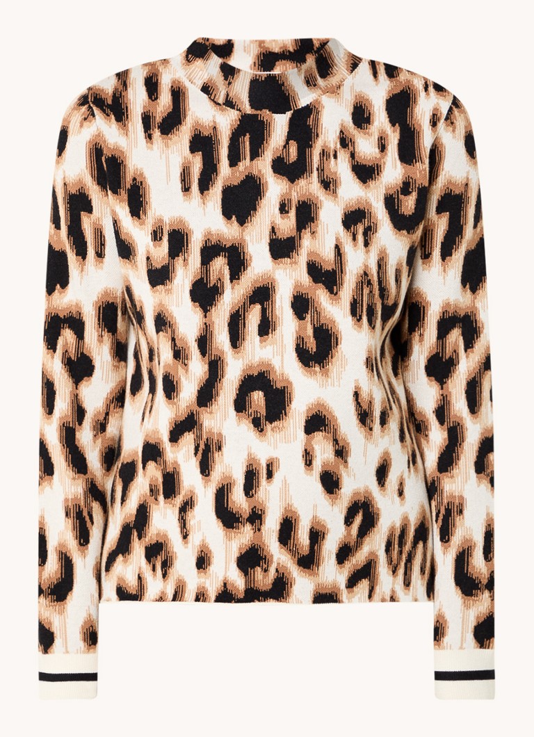 Gerry Weber Fine-knit sweater with leopard print and stand-up collar