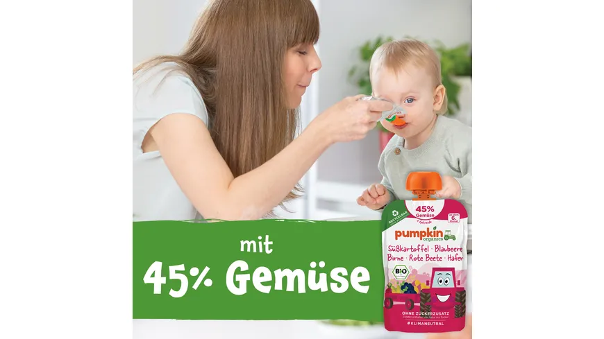 pumpkin organics Bio Quetschie Süßkartoffel, Blaubeere, Rote Beete, Hafer 100 g