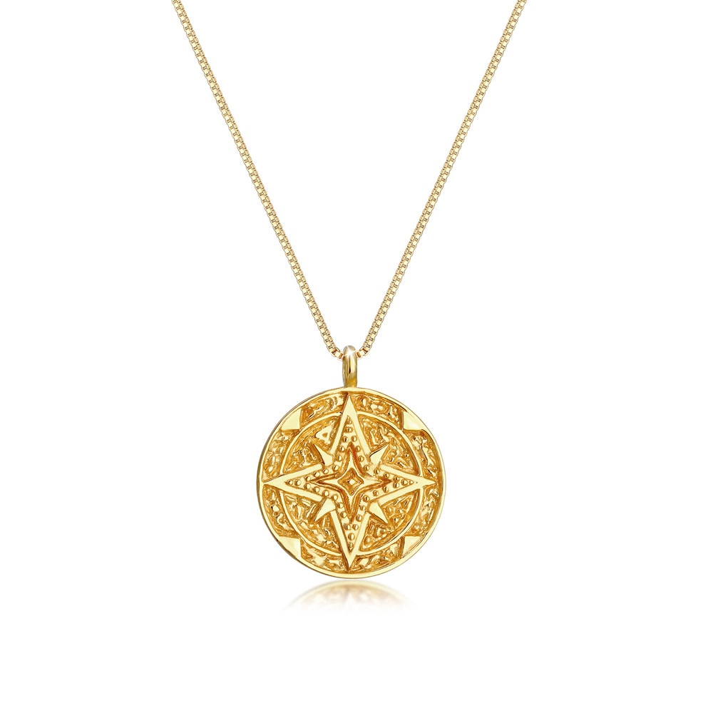 Elli Elli Collier Plaquette Étoile Pendentif Vintage Look Collier Femme - (925/1000) A collier