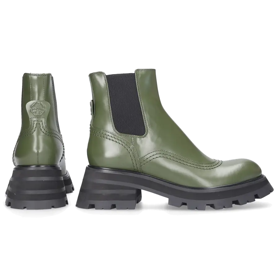 Alexander McQueen - Stiefeletten WANDER Kalbsleder - grün
