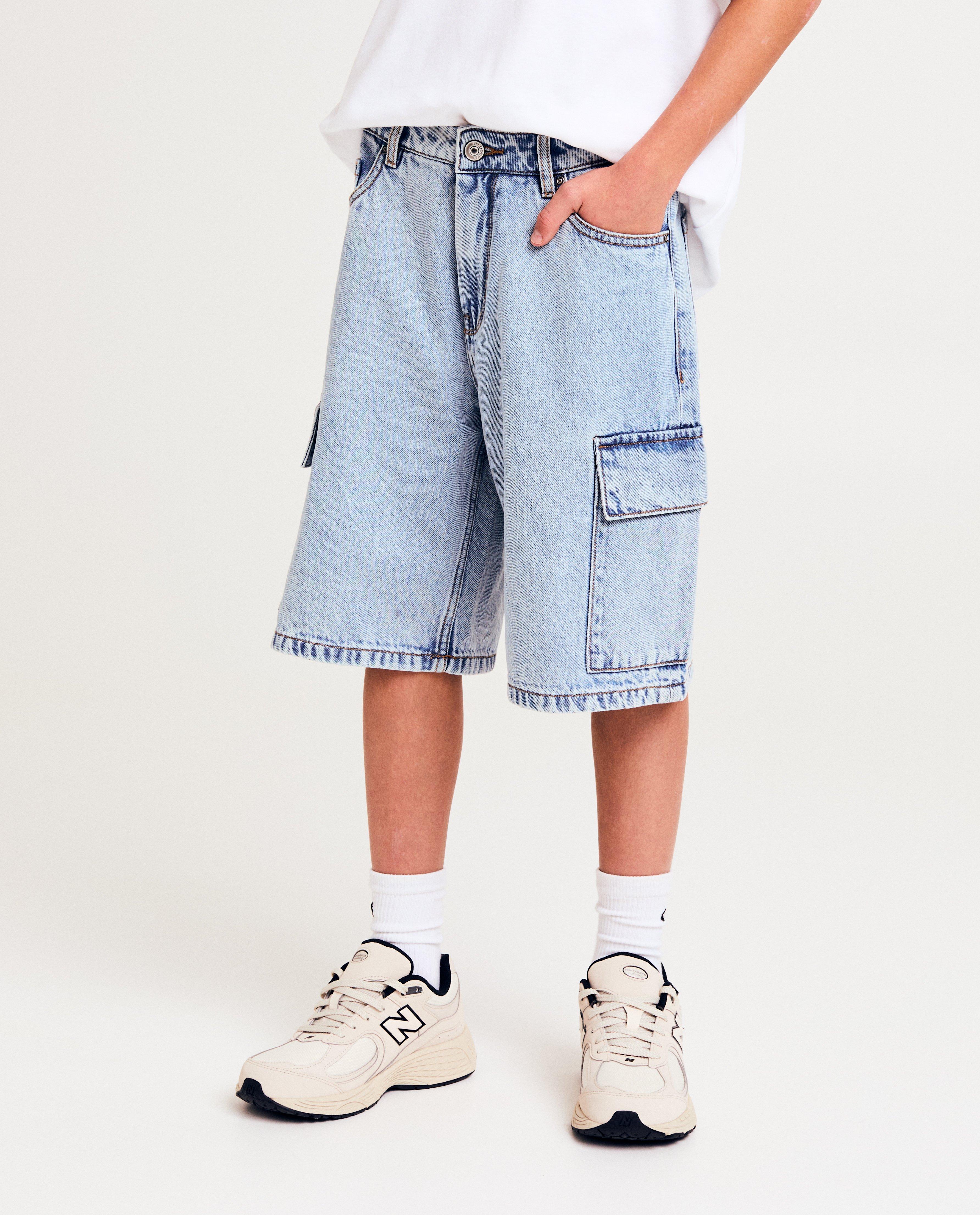 Pantaloni scurți din denim Fish & Chips Blue, albastru deschis