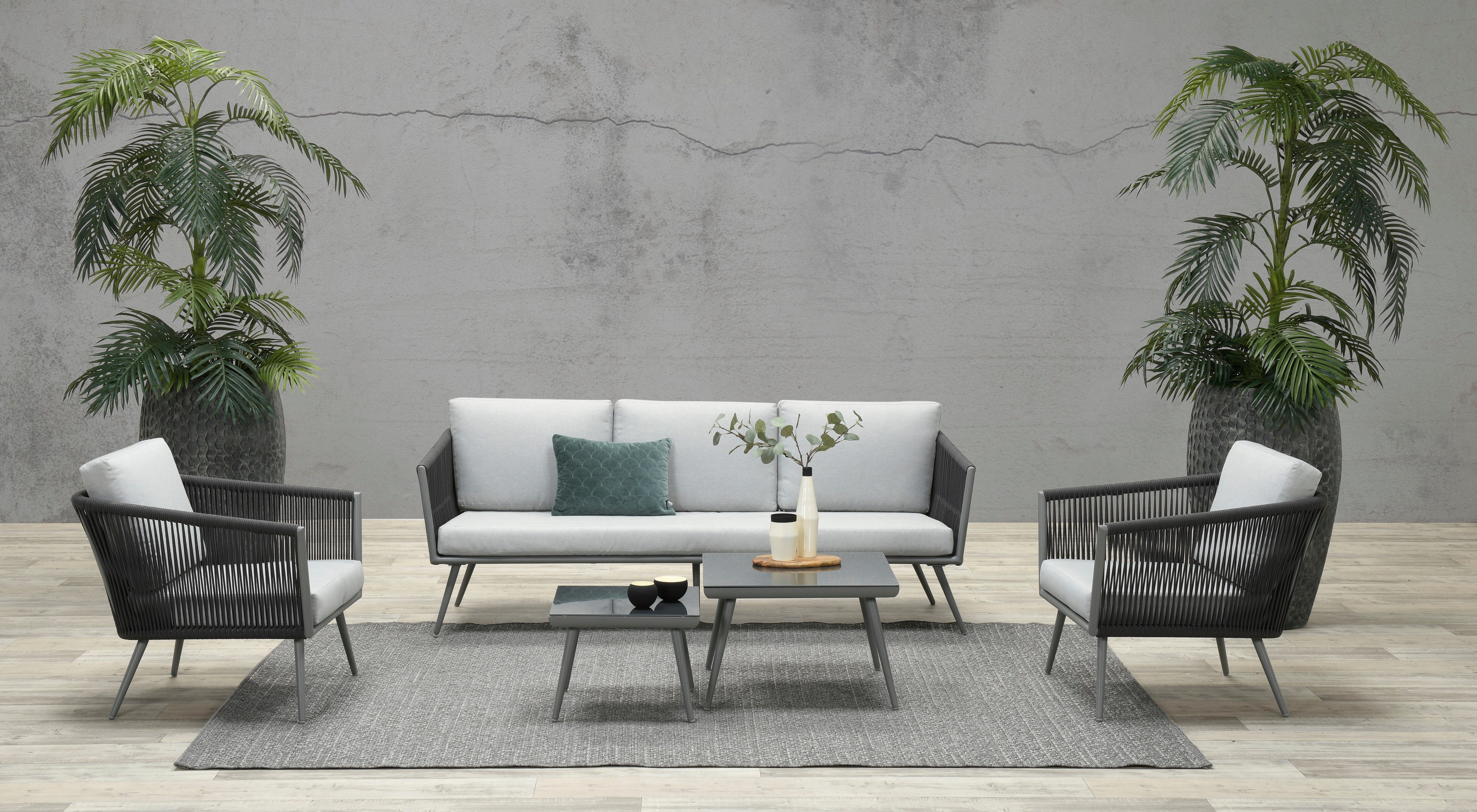 Garden Impressions Gartenlounge-Set Canberra anthrazit, Aluminium, Gartenmöbelset, Outdoor, Rope, inkl. Auflagen