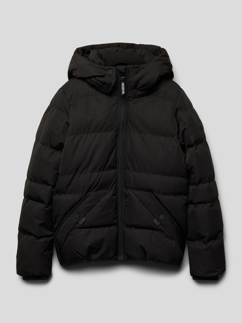 Steppjacke mit Kapuze in schwarz