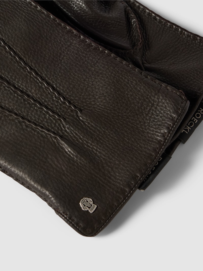 Handschuhe mit Label-Detail Modell 'Garmisch' in dunkelbraun