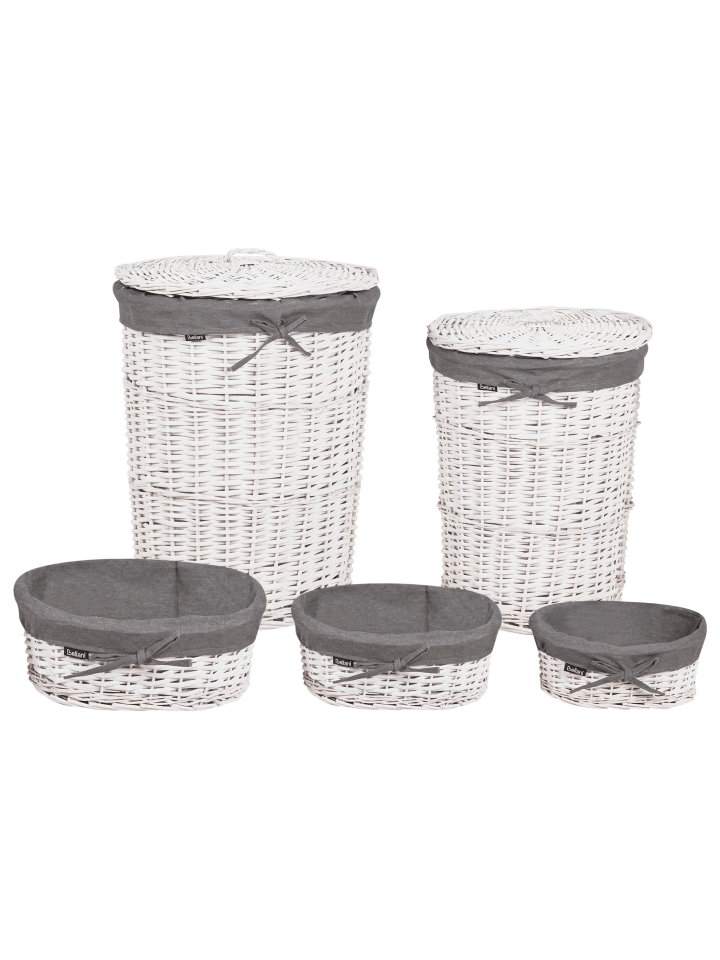 Beliani 1er-Set Wäschekörbe VAKARI in Grau/Weiß günstig kaufen onesize