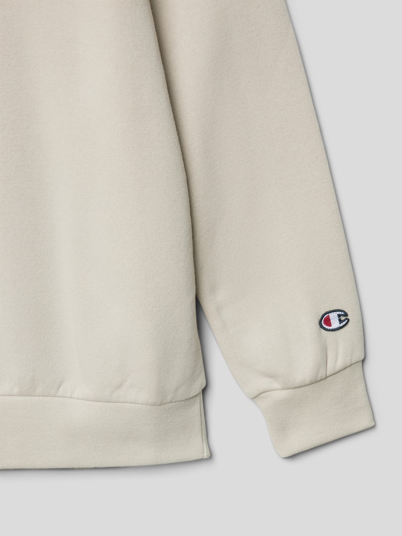 Sweatshirt mit geripptem Rundhalsausschnitt in ecru