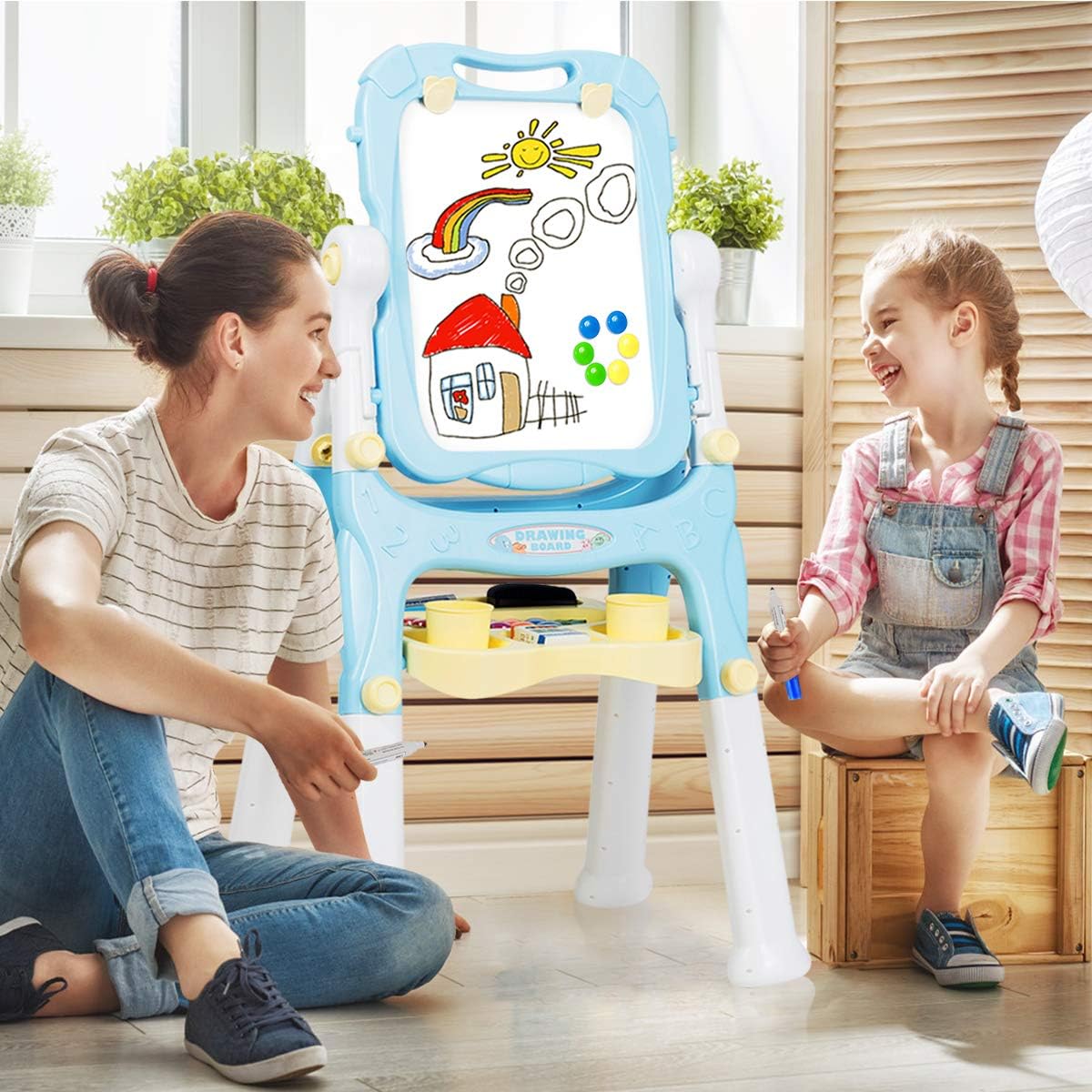 Costway 2 in 1 Kindertafel, Kinder Staffelei doppelseitig