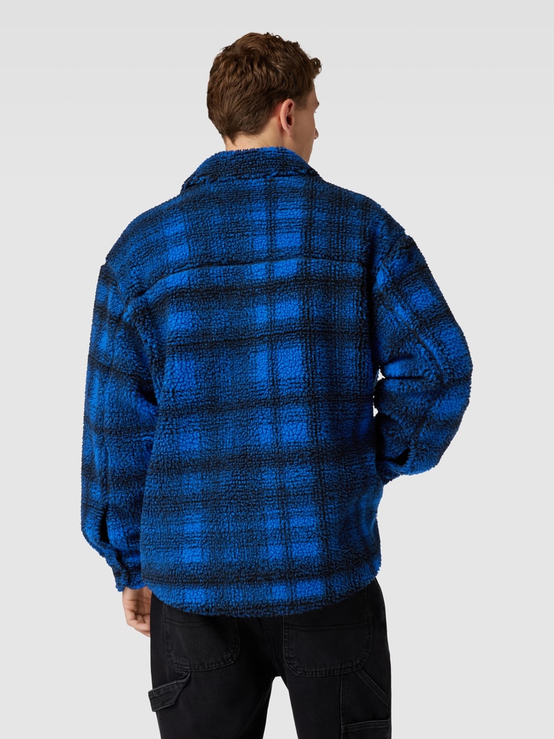 Hemdjacke mit Tartan-Karo in royalblau