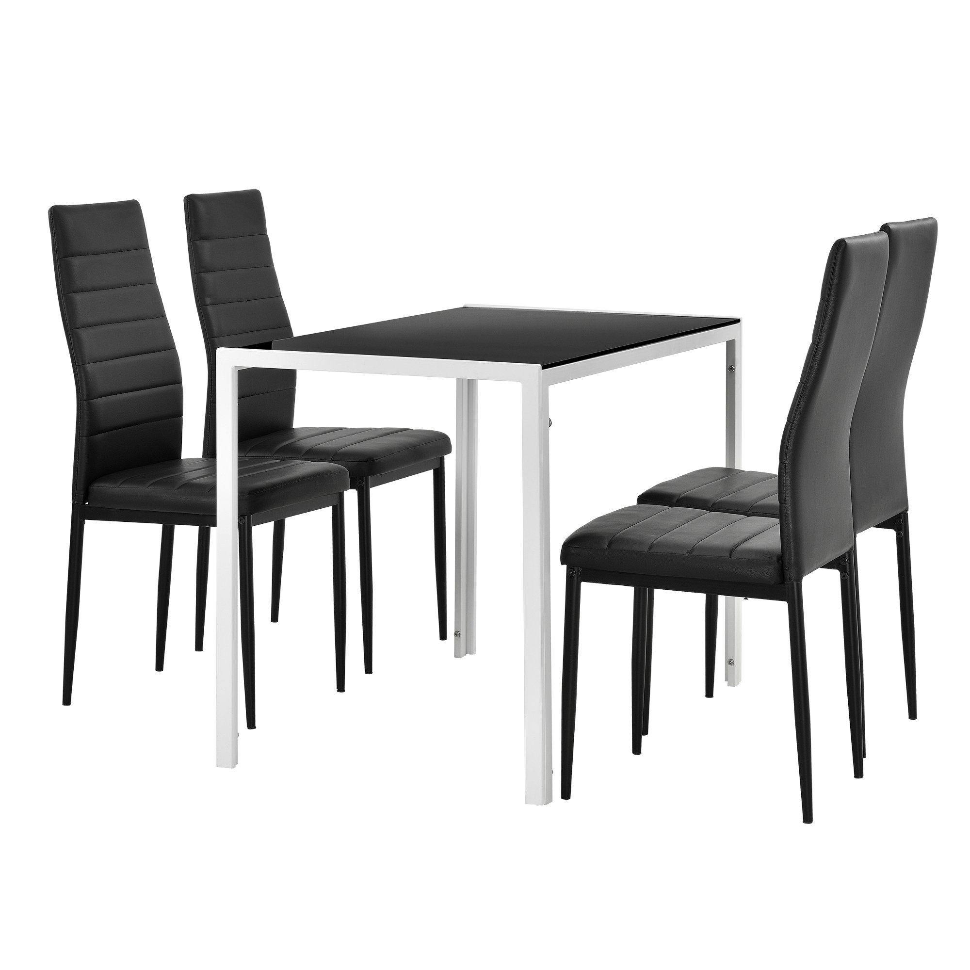 en.casa Esszimmer-Set, (Set, 5-St., Bestehend aus 1 Tisch, 4 Stühlen), Bergen Esstisch + 4 Stühle in verschiedenen Farbkombinationen