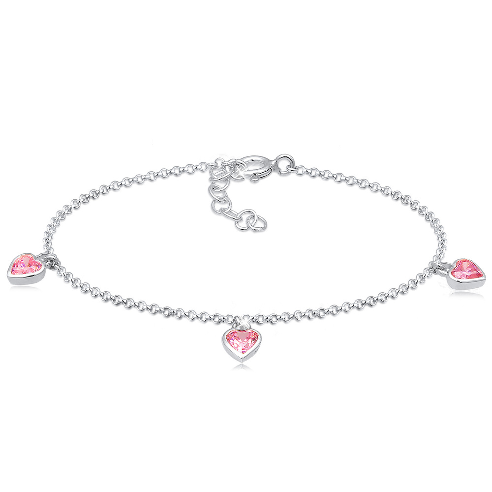 Elli Elli Bracelet Kinder Herzen Heart Zirkonia Erbskette 925 Silber Bracelet