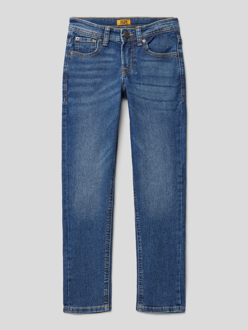 Slim Fit Jeans mit Kontrastnähten Modell 'GLENN' in blau